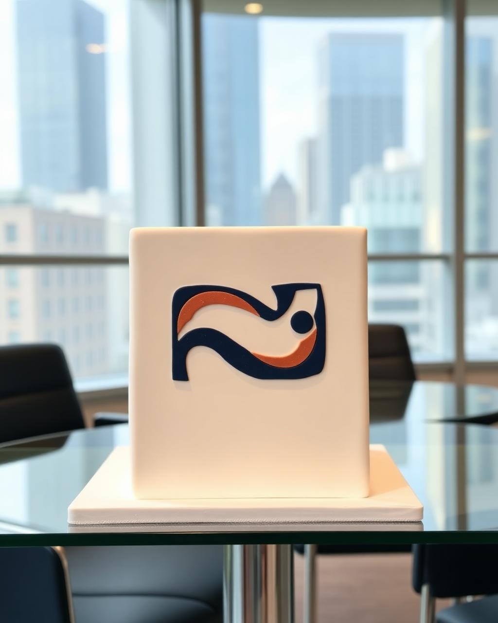 Hand-Painted Brand Cube — Corporate & Launches cake by Deb's Cake Creations